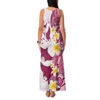 Maori Manta Ray Plumeria Royal Pink Family Matching Tank Maxi Dress and Hawaiian Shirt LT01 - Polynesian Pride