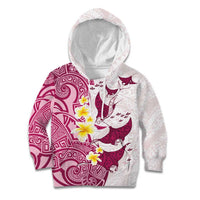 Maori Manta Ray Plumeria Royal Pink Kid Hoodie