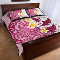 Maori Manta Ray Plumeria Royal Pink Quilt Bed Set