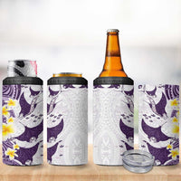 Maori Manta Ray Plumeria Deep Purple 4 in 1 Can Cooler Tumbler