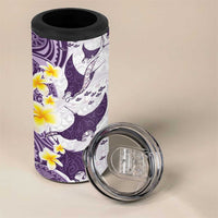 Maori Manta Ray Plumeria Deep Purple 4 in 1 Can Cooler Tumbler