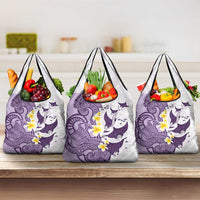 Maori Manta Ray Plumeria Deep Purple Grocery Bag