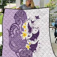 Maori Manta Ray Plumeria Deep Purple Quilt LT01 Purple - Polynesian Pride