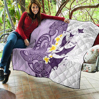 Maori Manta Ray Plumeria Deep Purple Quilt LT01 - Polynesian Pride
