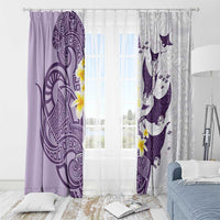 Maori Manta Ray Plumeria Deep Purple Window Curtain
