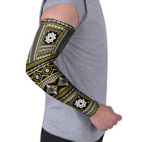 Fiji Masi Tapa Pattern Yellow Arm Sleeves - Polynesian Pride