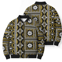 Fiji Masi Tapa Pattern Yellow Bomber Puffer Jacket - Polynesian Pride