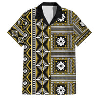 Fiji Masi Tapa Pattern Yellow Family Matching Summer Maxi Dress and Hawaiian Shirt - Polynesian Pride