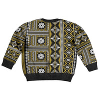 Fiji Masi Tapa Pattern Yellow Kid Ugly Christmas Sweater LT01 - Polynesian Pride