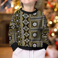 Fiji Masi Tapa Pattern Yellow Kid Ugly Christmas Sweater LT01 - Polynesian Pride