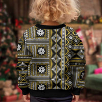 Fiji Masi Tapa Pattern Yellow Kid Ugly Christmas Sweater LT01 - Polynesian Pride