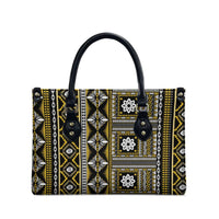 Fiji Masi Tapa Pattern Yellow Leather Bag - Polynesian Pride