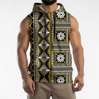 Fiji Masi Tapa Pattern Yellow Sleeveless Hoodie - Polynesian Pride