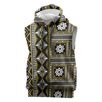 Fiji Masi Tapa Pattern Yellow Sleeveless Zip Hoodie LT01 Yellow - Polynesian Pride