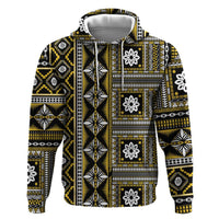 Fiji Masi Tapa Pattern Yellow Zip Hoodie - Polynesian Pride