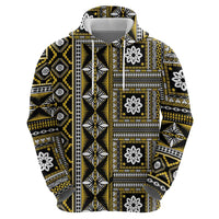 Fiji Masi Tapa Pattern Yellow Zip Hoodie - Polynesian Pride