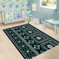 Fiji Masi Tapa Pattern Teal Area Rug - Polynesian Pride