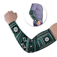 Fiji Masi Tapa Pattern Teal Arm Sleeves - Polynesian Pride