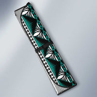 Fiji Masi Tapa Pattern Teal Auto Sun Shade - Polynesian Pride