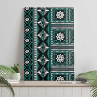Fiji Masi Tapa Pattern Teal Canvas Wall Art - Polynesian Pride