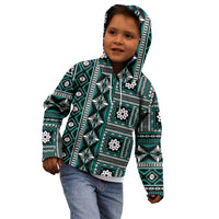 Fiji Masi Tapa Pattern Teal Kid Hoodie - Polynesian Pride