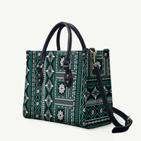 Fiji Masi Tapa Pattern Teal Leather Bag - Polynesian Pride