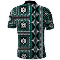Fiji Masi Tapa Pattern Teal Polo Shirt - Polynesian Pride