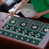 Fiji Masi Tapa Pattern Teal Puzzle - Polynesian Pride