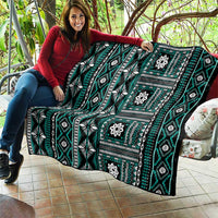 Fiji Masi Tapa Pattern Teal Quilt - Polynesian Pride