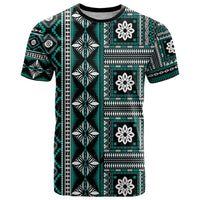 Fiji Masi Tapa Pattern Teal T Shirt - Polynesian Pride