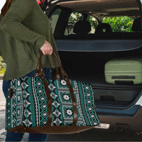 Fiji Masi Tapa Pattern Teal Travel Bag - Polynesian Pride