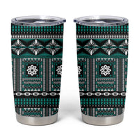 Fiji Masi Tapa Pattern Teal Tumbler Cup - Polynesian Pride