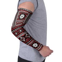 Fiji Masi Tapa Pattern Red Arm Sleeves - Polynesian Pride
