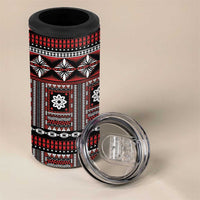Fiji Masi Tapa Pattern Red 4 in 1 Can Cooler Tumbler - Polynesian Pride