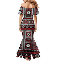 Fiji Masi Tapa Pattern Red Family Matching Mermaid Dress and Hawaiian Shirt - Polynesian Pride