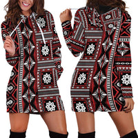Fiji Masi Tapa Pattern Red Hoodie Dress - Polynesian Pride