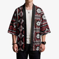 Fiji Masi Tapa Pattern Red Kimono - Polynesian Pride