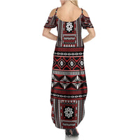 Fiji Masi Tapa Pattern Red Summer Maxi Dress - Polynesian Pride