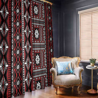 Fiji Masi Tapa Pattern Red Window Curtain - Polynesian Pride