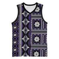 Fiji Masi Tapa Pattern Purple Basketball Jersey - Polynesian Pride