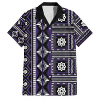 Fiji Masi Tapa Pattern Purple Family Matching Off Shoulder Maxi Dress and Hawaiian Shirt - Polynesian Pride