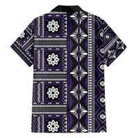 Fiji Masi Tapa Pattern Purple Family Matching Off Shoulder Maxi Dress and Hawaiian Shirt - Polynesian Pride