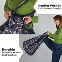 Fiji Masi Tapa Pattern Purple Grocery Bag - Polynesian Pride