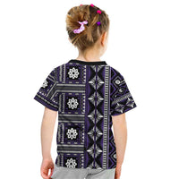 Fiji Masi Tapa Pattern Purple Kid T Shirt - Polynesian Pride