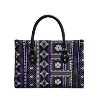 Fiji Masi Tapa Pattern Purple Leather Bag - Polynesian Pride