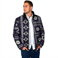 Fiji Masi Tapa Pattern Purple Padded Jacket - Polynesian Pride