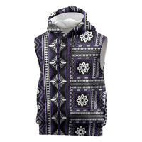 Fiji Masi Tapa Pattern Purple Sleeveless Zip Hoodie LT01 Purple - Polynesian Pride