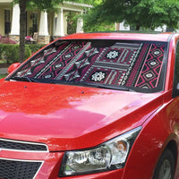 Fiji Masi Tapa Pattern Pink Auto Sun Shade - Polynesian Pride