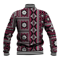 Fiji Masi Tapa Pattern Pink Baseball Jacket - Polynesian Pride
