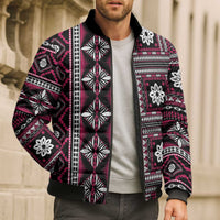 Fiji Masi Tapa Pattern Pink Bomber Puffer Jacket - Polynesian Pride